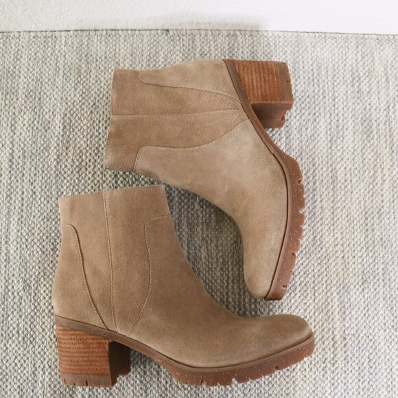 Korks by Kork-Ease Esmerelda Ankle Boots Women’s 10 M Taupe Suede Block Heel Zip - Picture 13 of 16